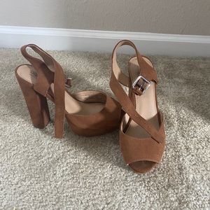 Brown strap heels